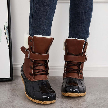 Non Slip Warm Fur Lining Snow Boots Waterproof Duck Ankle Boots