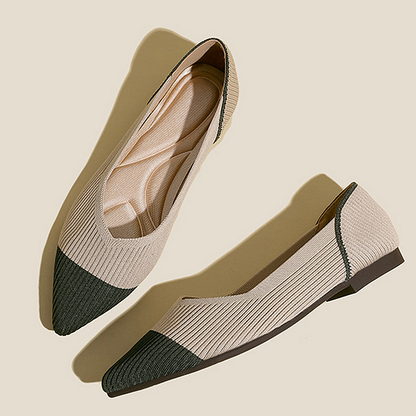 Comfortable Classy Knit Cap Toe Flats-Apricot green