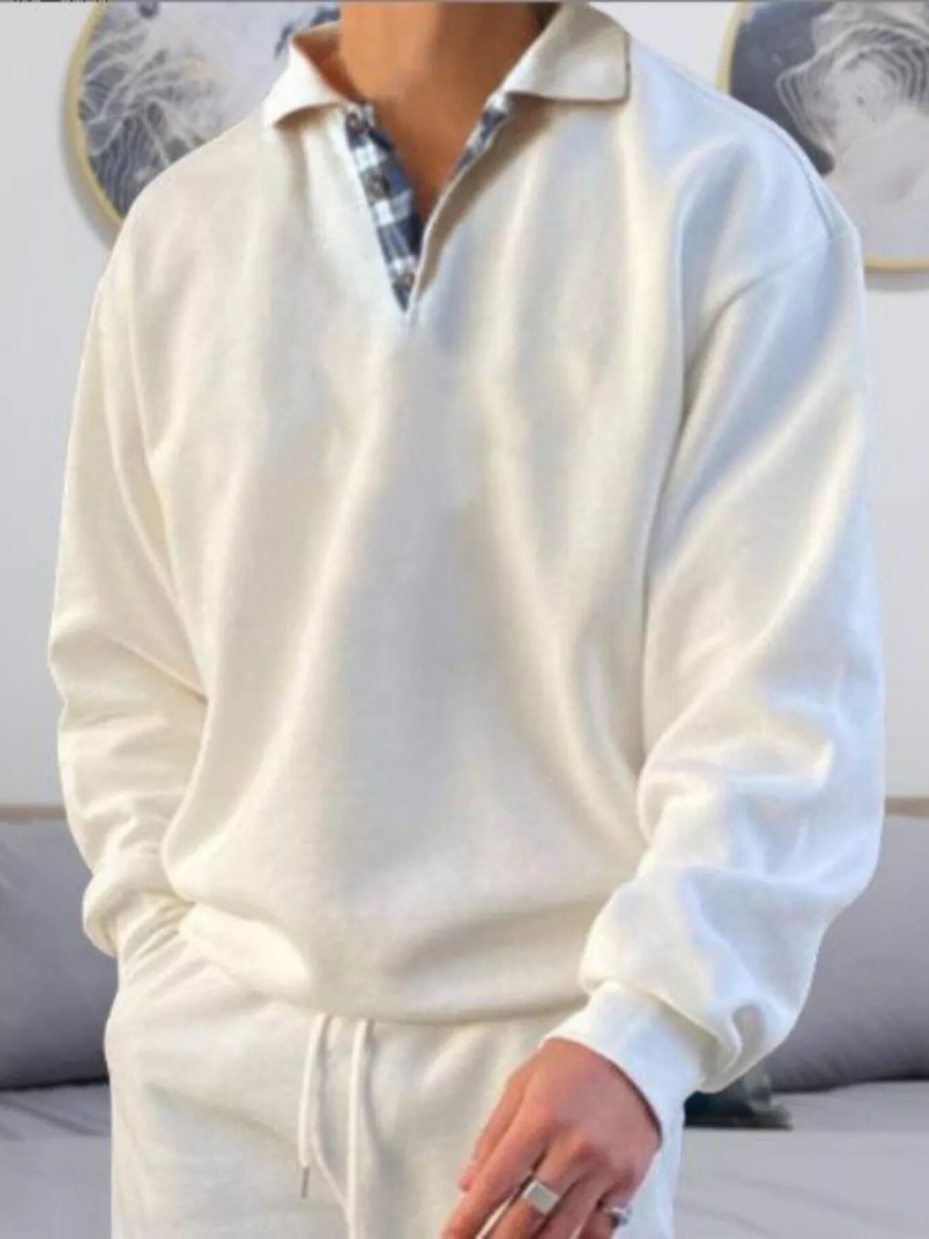 Large Mens Traditional Long Sleeve Polo Shirt - OutfitLondon