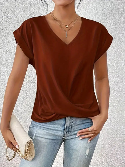 Chic V Neck Women's Casual Top