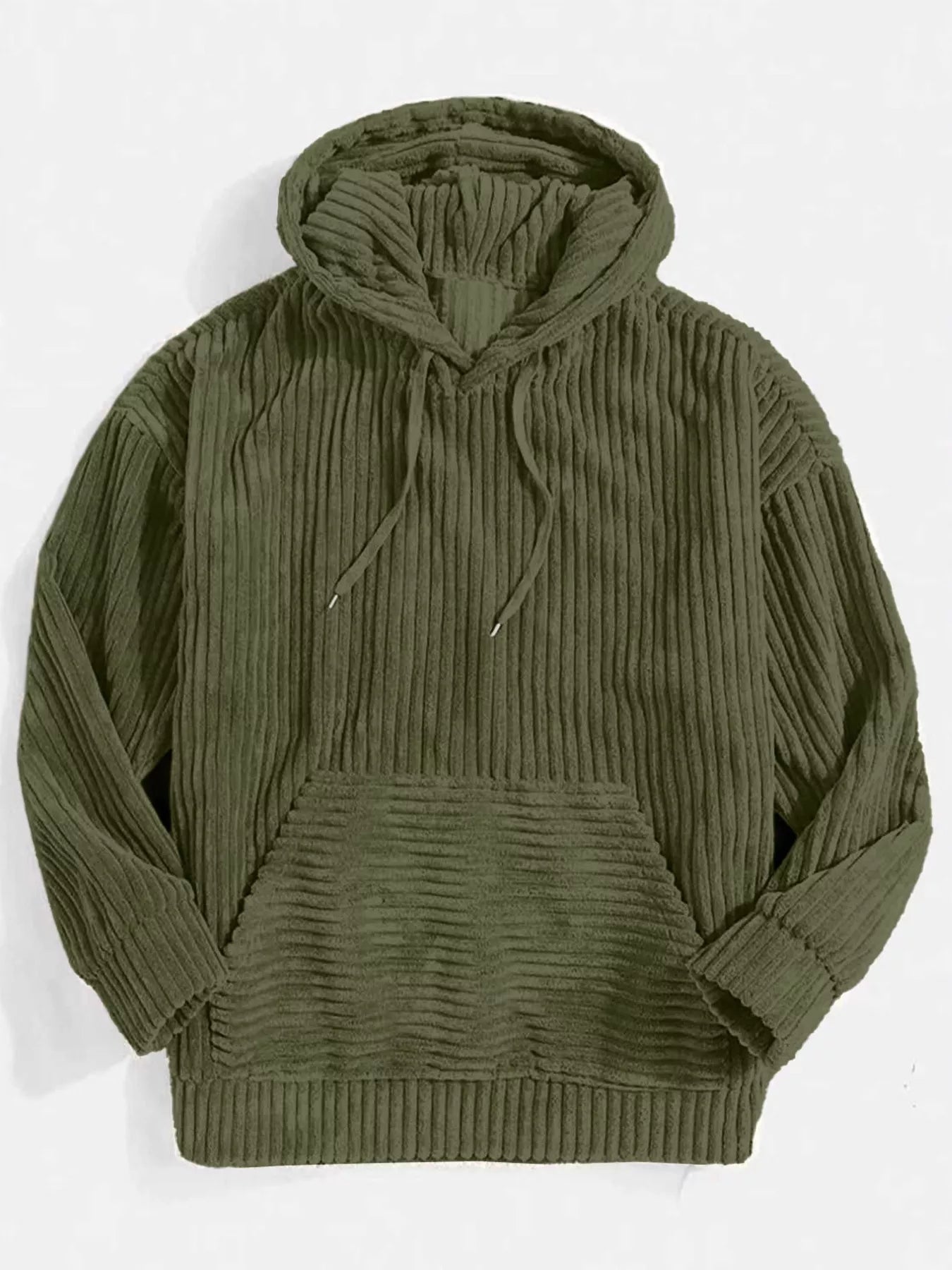 Casual Mens Corduroy Hoodie Jacket Loose Fit - OutfitLondon