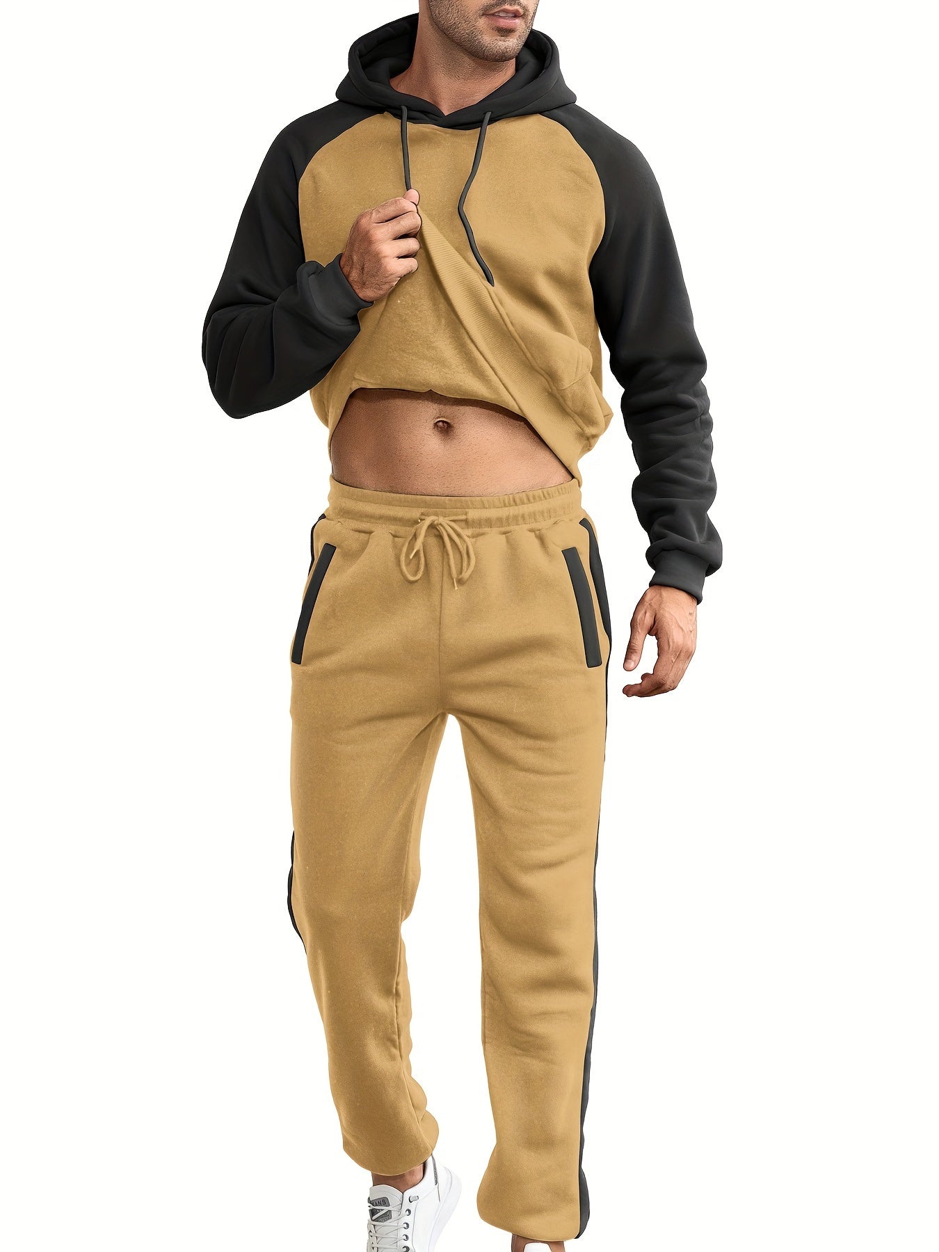 Relaxed Fit Mens Athletic Tracksuit with Hood and Pants