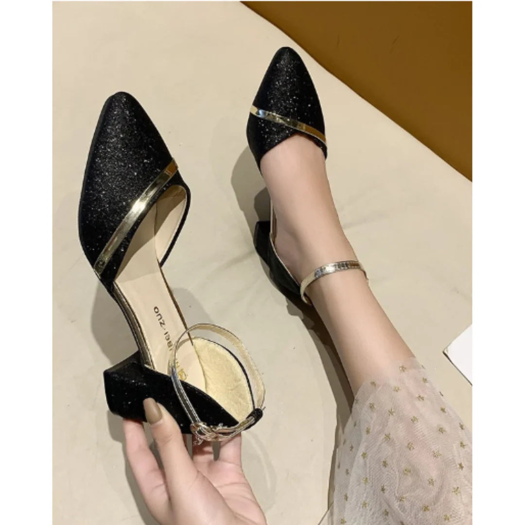 Women's Elegant Wedding Guest Block Heel Sandals | Ankle Strap