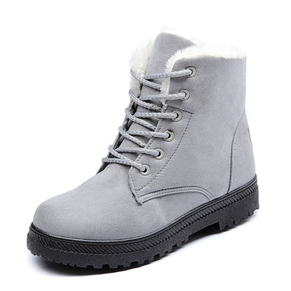 Comfort Warm Fur Flat Waterproof Snow Ankle Boots Cotton Lined Winter Booties