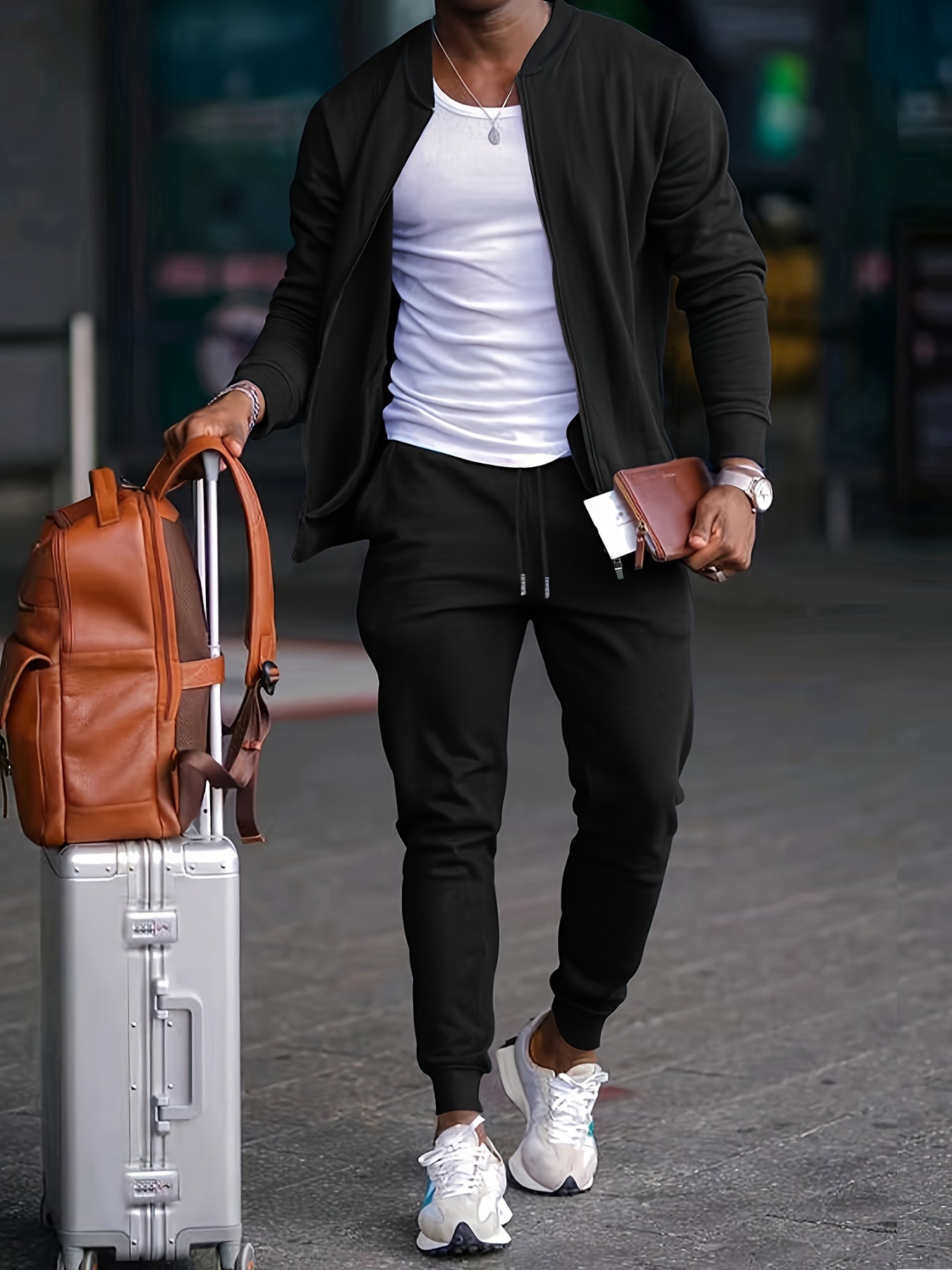 Men's Cozy Fleece Zipper Hooded Suit Set