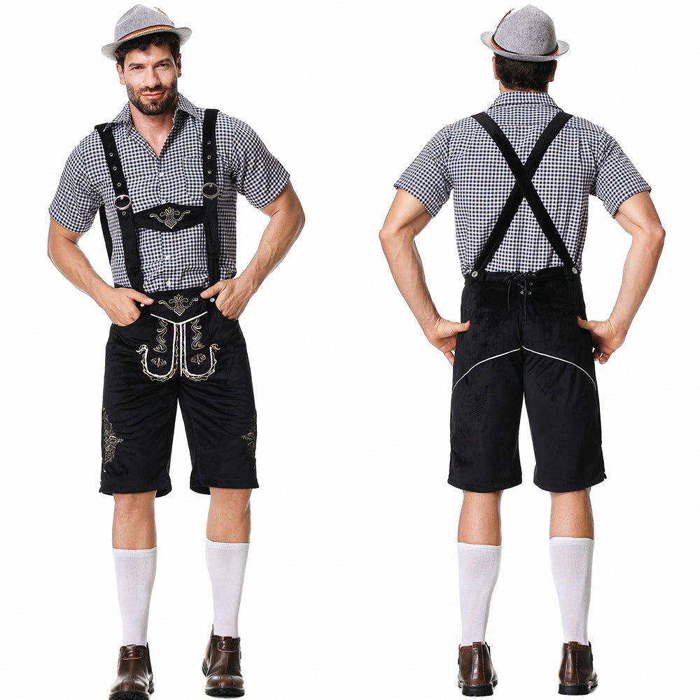 Men's Classic Leather Strap Traditional Costume Pants