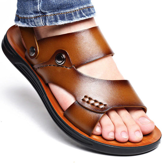 Men Cushioned Leather Sandals