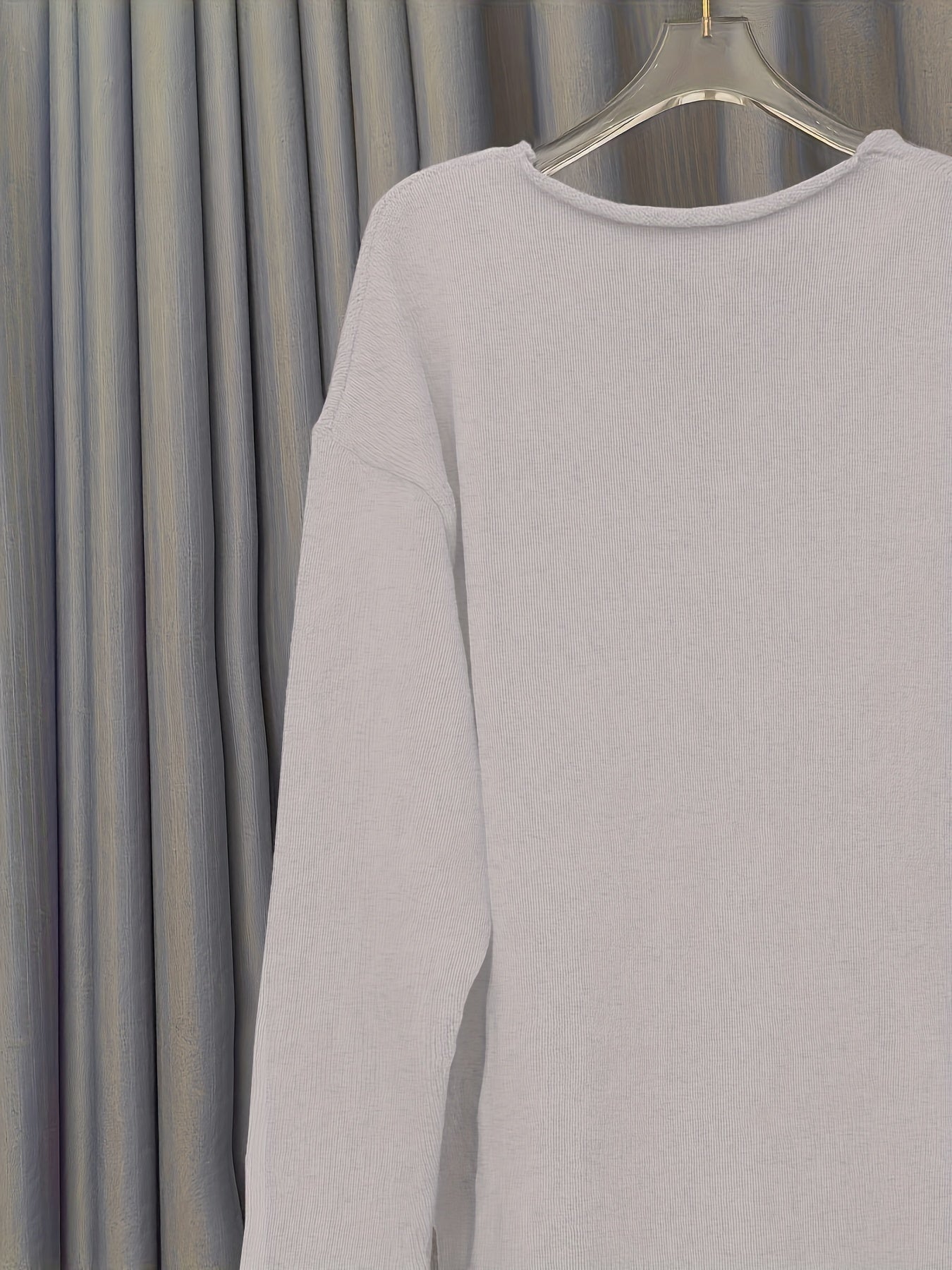 Women's Large V-Neck Sweater with Patterned Design