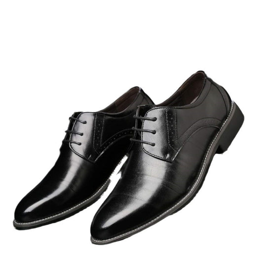 Men’s Leather Oxford Shoes – Classic Lace-Up – Formal Brogue Detailing