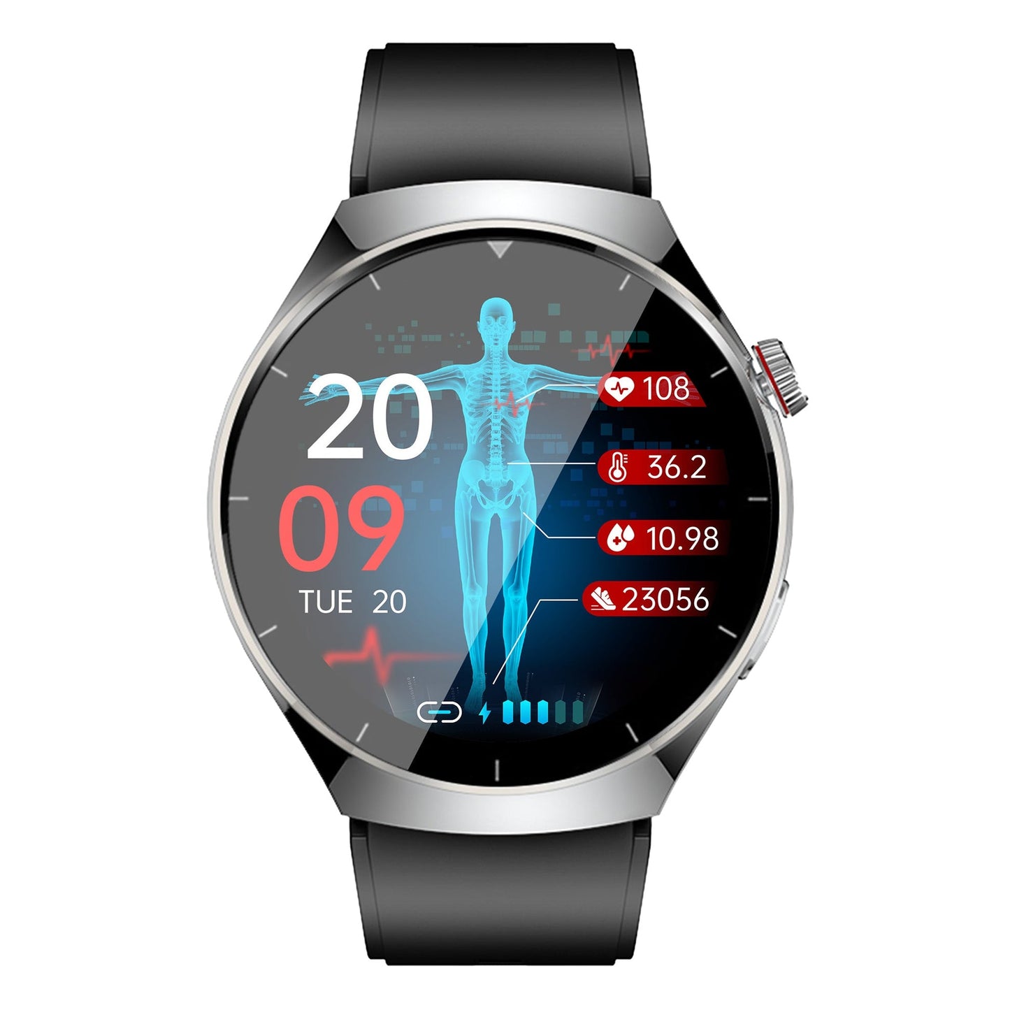 One-click Blood Pressure Blood Sugar ECG/EKG HRV Heart Rate Monitor Health Smart Watch