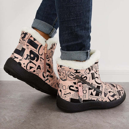 Warm Fur Lining Snow Booties Waterproof Ankle Boots