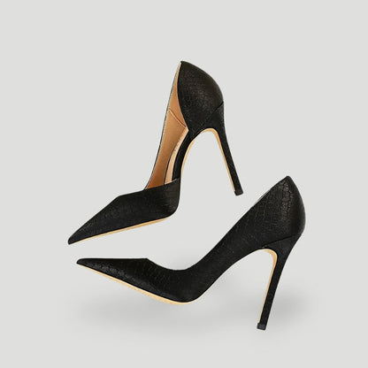 Women's Pointed Stiletto Heels with Textured Luxury Finish