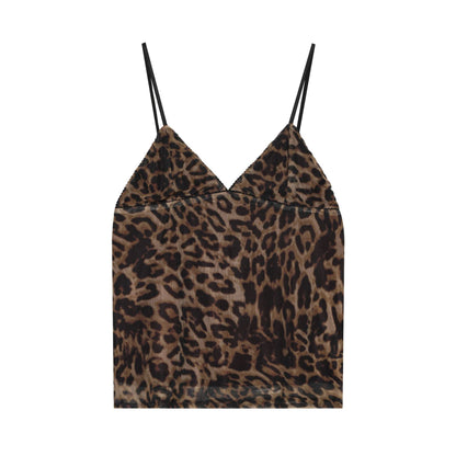 Women's Elegant Leopard Print Silk V-Neck Blouse