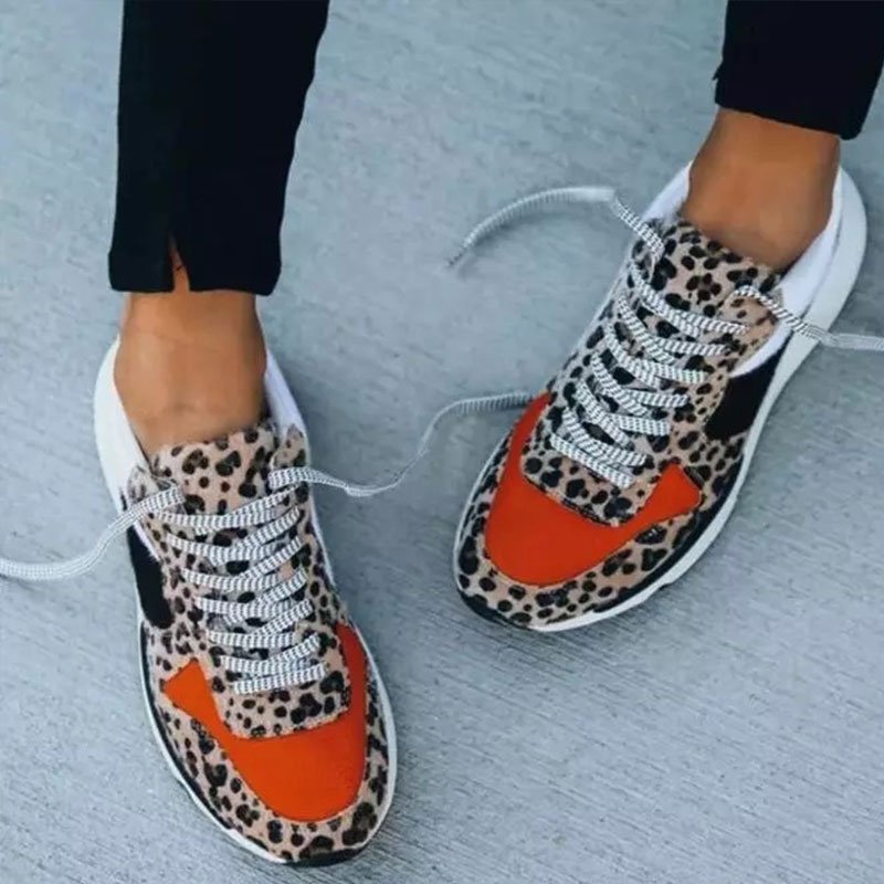 Platform Leopard Print Lace-up Casual Sneakers
