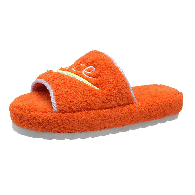 Warm Open Toe Flat Furry Slippers Cozy Slide Shoes