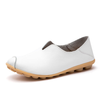 Woman Casual Flat Heel Cow Tendon Low Top Closed Toe Slip On Comfortable Work Shoes