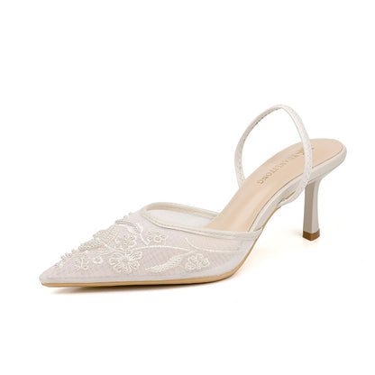Elegant Embroidered Slingback Heels for Women