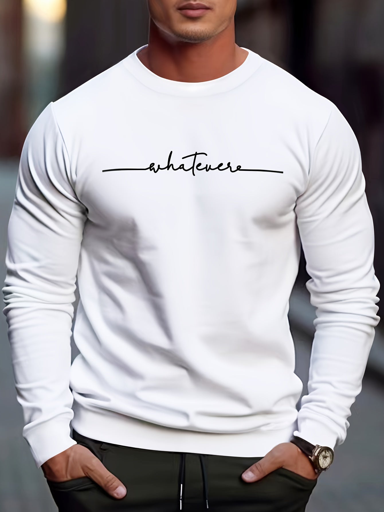 Casual Mens Sweatshirt with Humorous Graphic Design