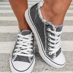 Women's Sneakers Floral Lace-up Canvas Shoes