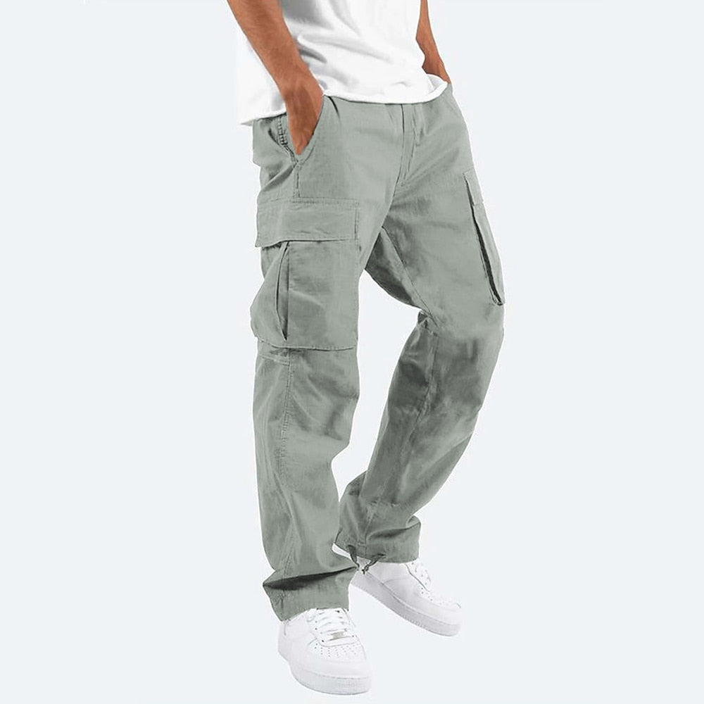 Men's Cargo Tactical Pants Joggers Trousers Drawstring Elastic Waist Multiple Pockets Comfort Breathable