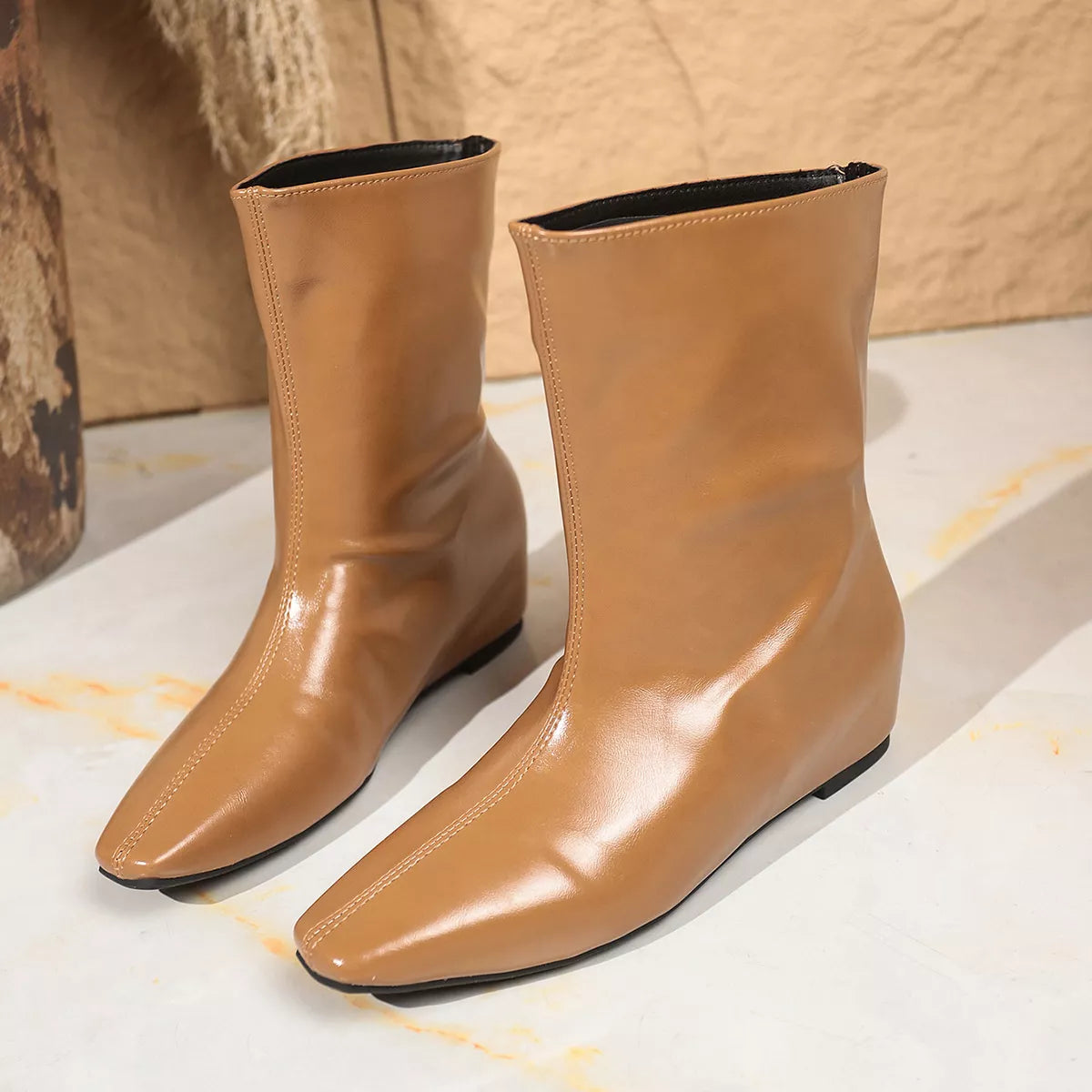 Elegant Low Block Heel Ankle Boots