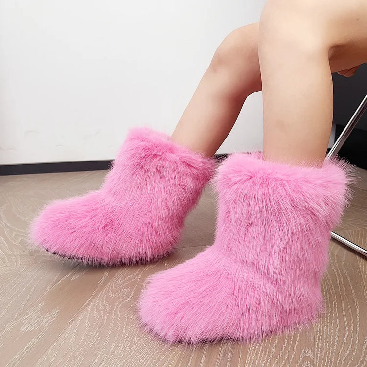Warm Faux Fur Ankle Boots for Women