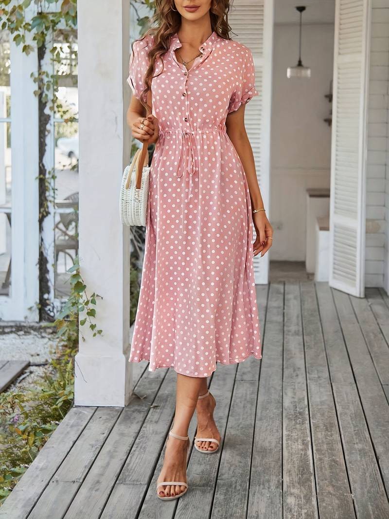 Women's Floral V-Neck Spot Print Skater Dress - OutfitLondon