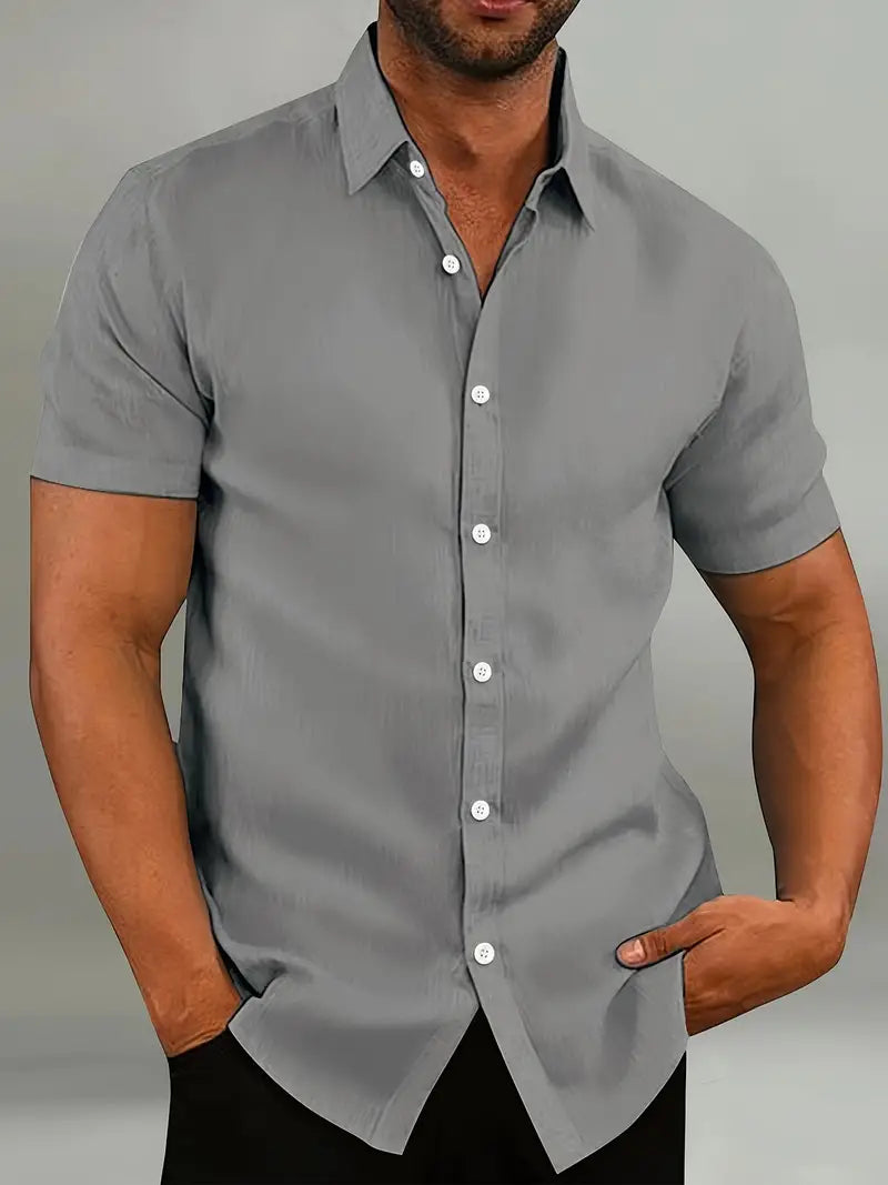 Relaxed Fit Men's Short Sleeve Dress Shirt