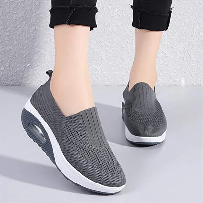 Women Wedge Shoes Breathable Casual Mesh Air-Cushion Walking Sneakers