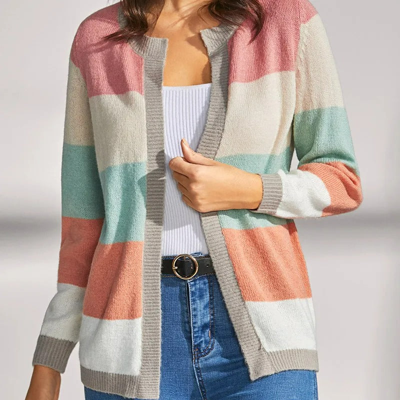 Women's Stylish Multi-Colored Open Front Cardigan