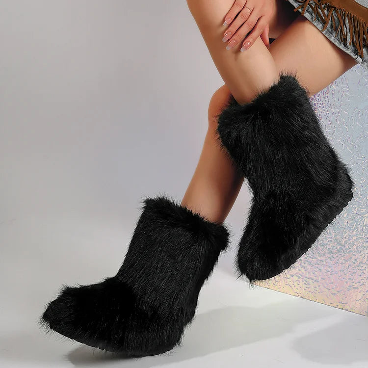 Warm Faux Fur Ankle Boots for Women