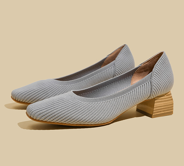 Comfortable Classy Knit Cap Toe Flats-Grey
