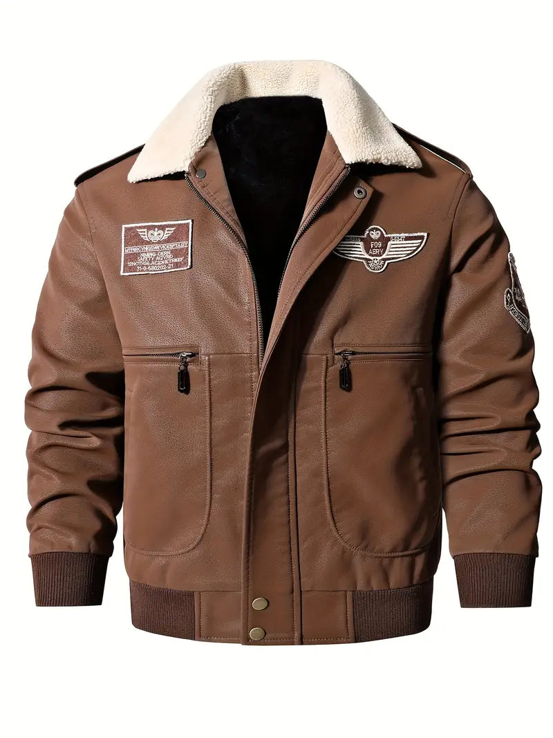 Vintage Style Synthetic Leather Men's Jacket - OutfitLondon
