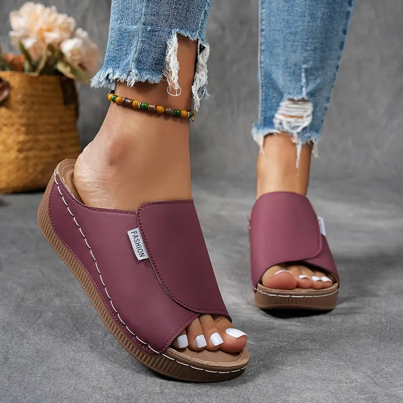 Comfortable Arch Support Slides – Women’s Solid Color Sandals – Breathable