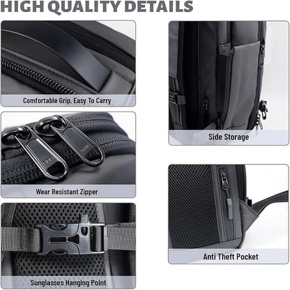 Waterproof Security Hiking Backpack with Lock & Rain Cover
