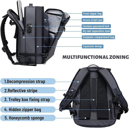Waterproof Security Hiking Backpack with Lock & Rain Cover