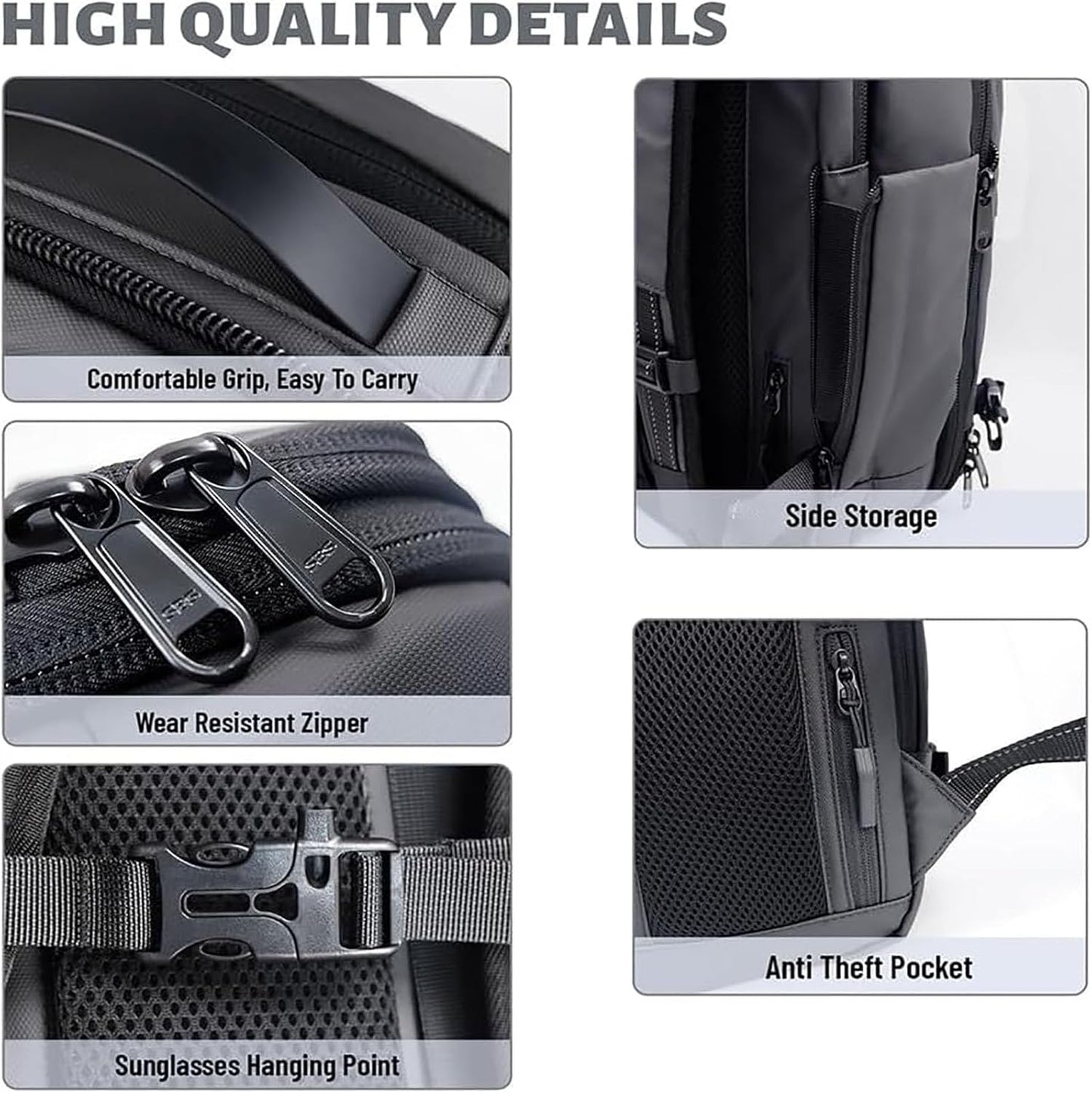Waterproof Security Hiking Backpack with Lock & Rain Cover