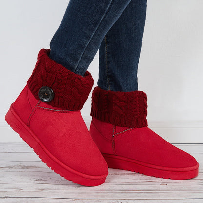 Faux Fur Lined Warm Snow Booties Winter Slip on Ankle Boots