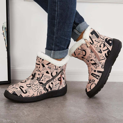 Warm Fur Lining Snow Booties Waterproof Ankle Boots