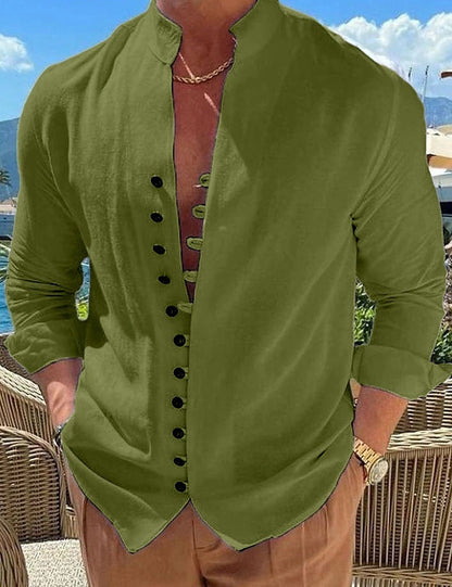 Classic Men's Casual Long Sleeve Cotton Shirt