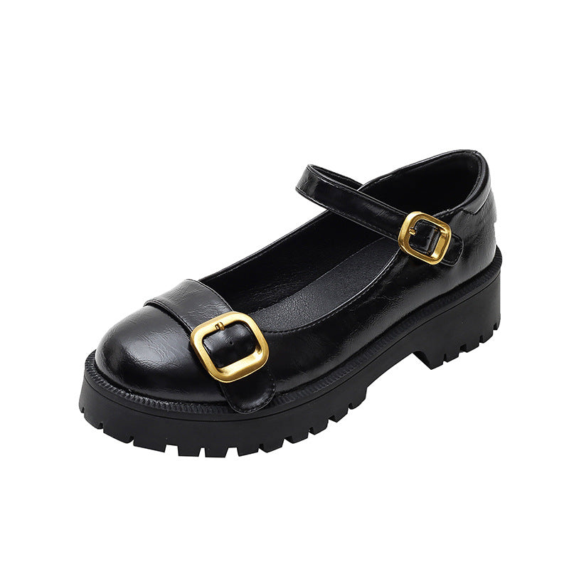 Retro Mary Jane Shoes Buckle Strap Platform Loafer School Shoes