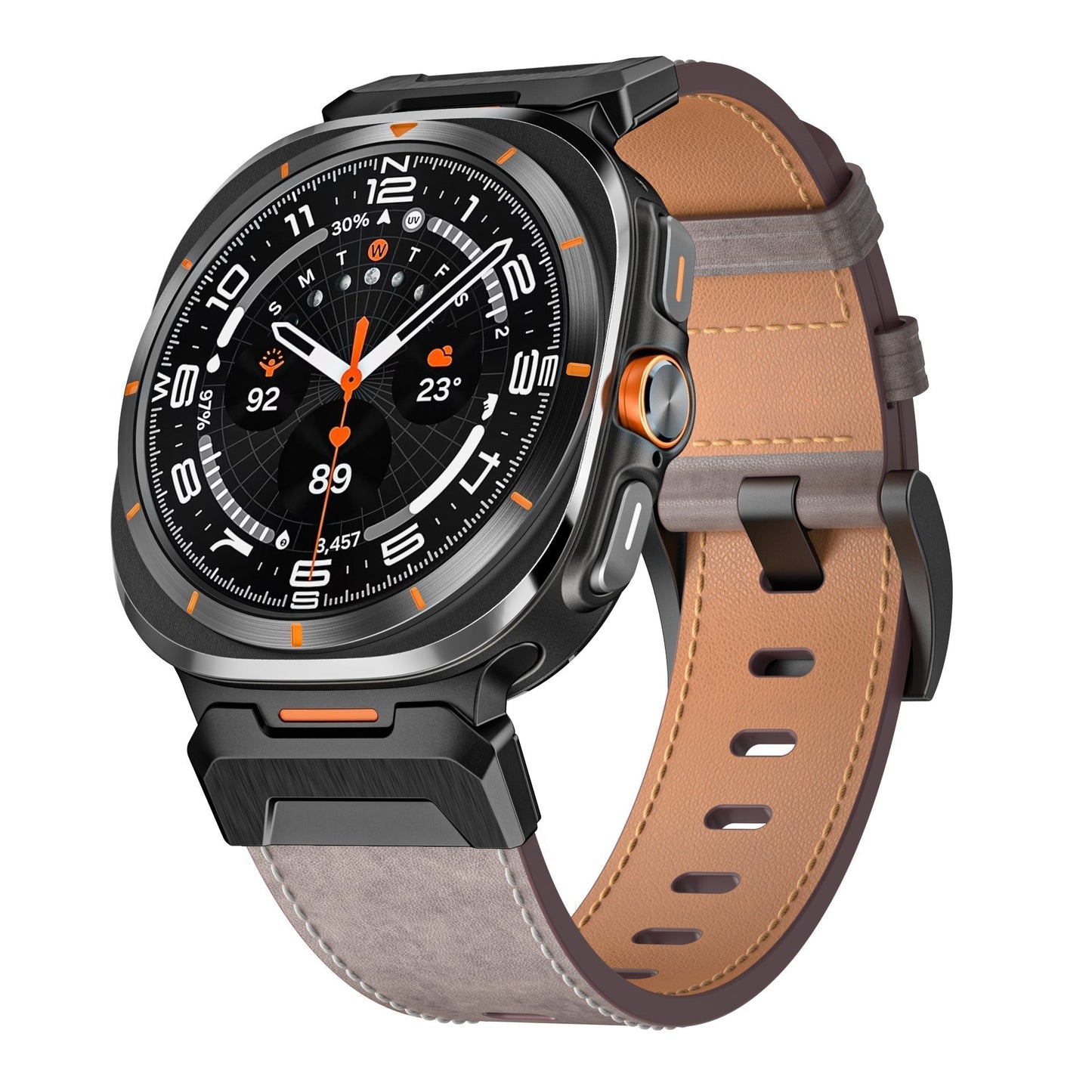 Tough Genuine Leather Mens Watch Strap 7 Inch