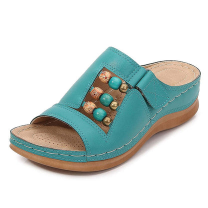 Orthopedic Wedge Heel Slip On Open Toe Mules Sandals Womens Slipper
