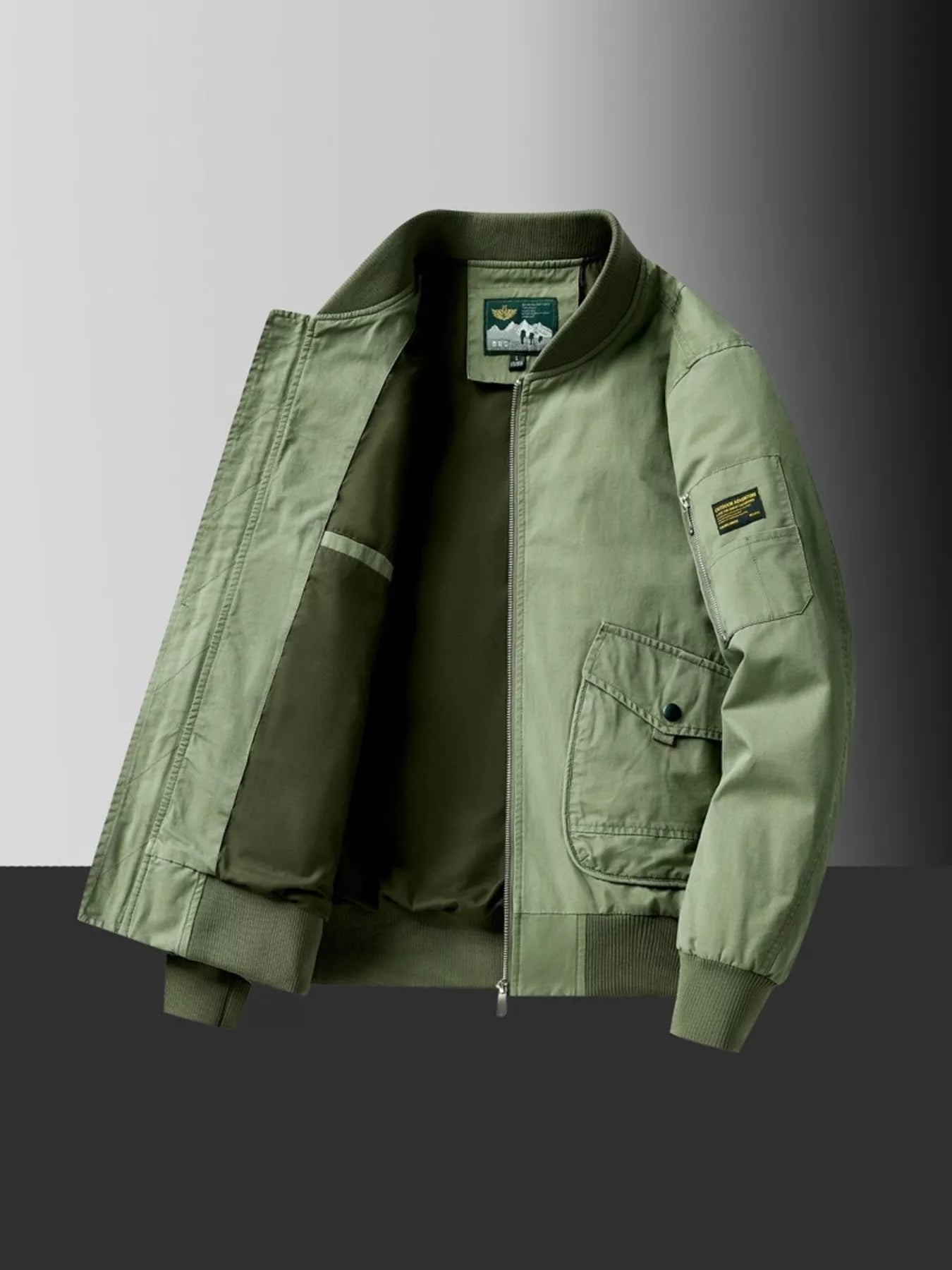 Large Size Mens Zip Up Bomber Jacket