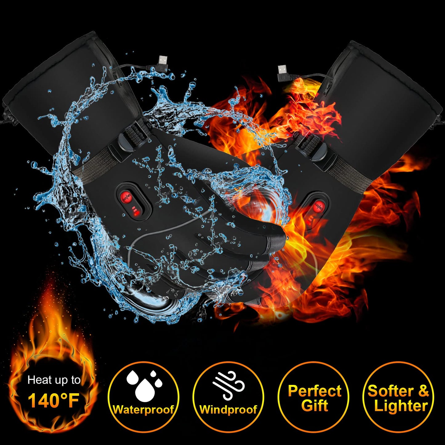 Heated Motorcycle Gloves Rechargeable Electric Heated Gloves