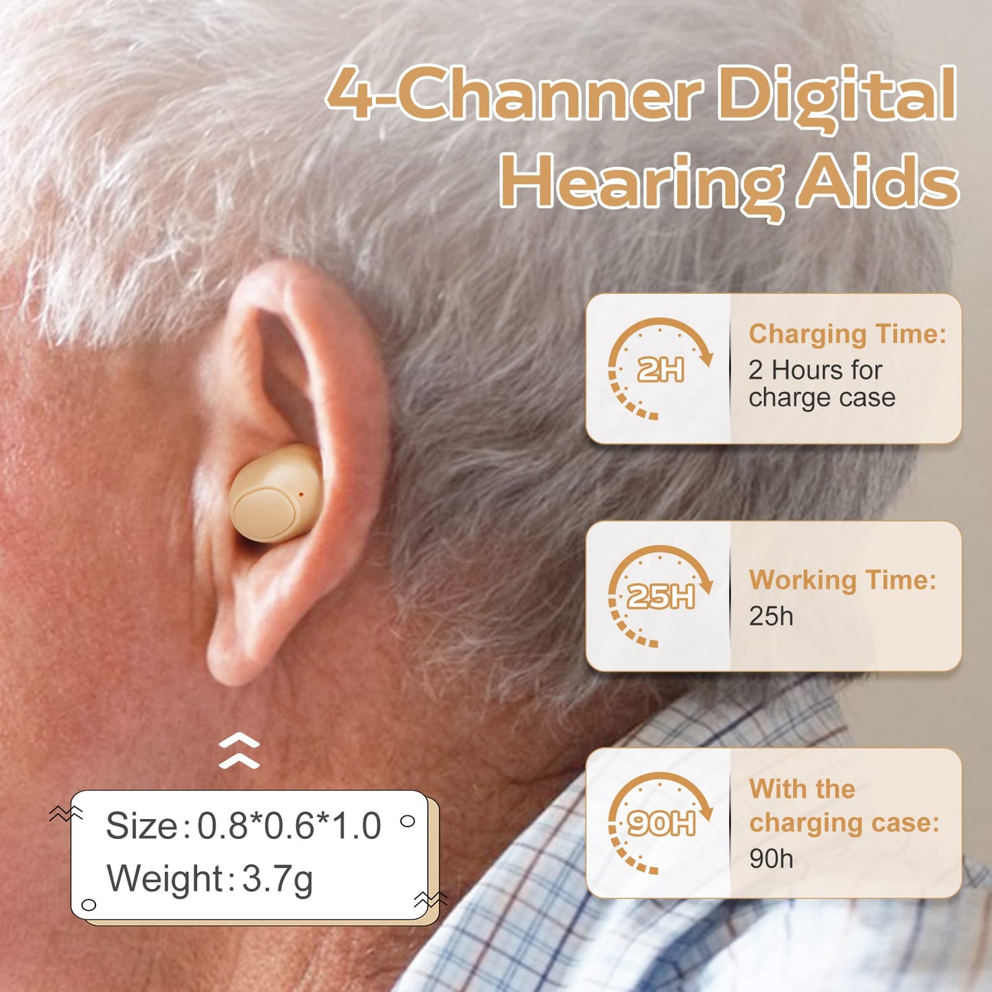 Hearing Aid for Seniors Rechargeable with Noise Cancelling