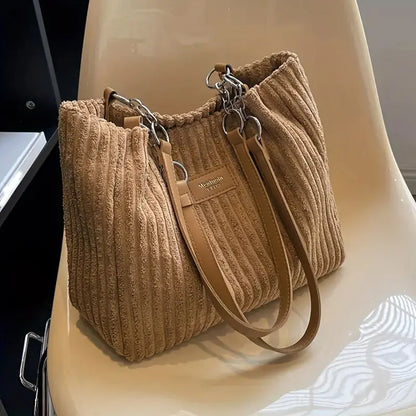 Stylish Women's Corduroy Zipper Handbag