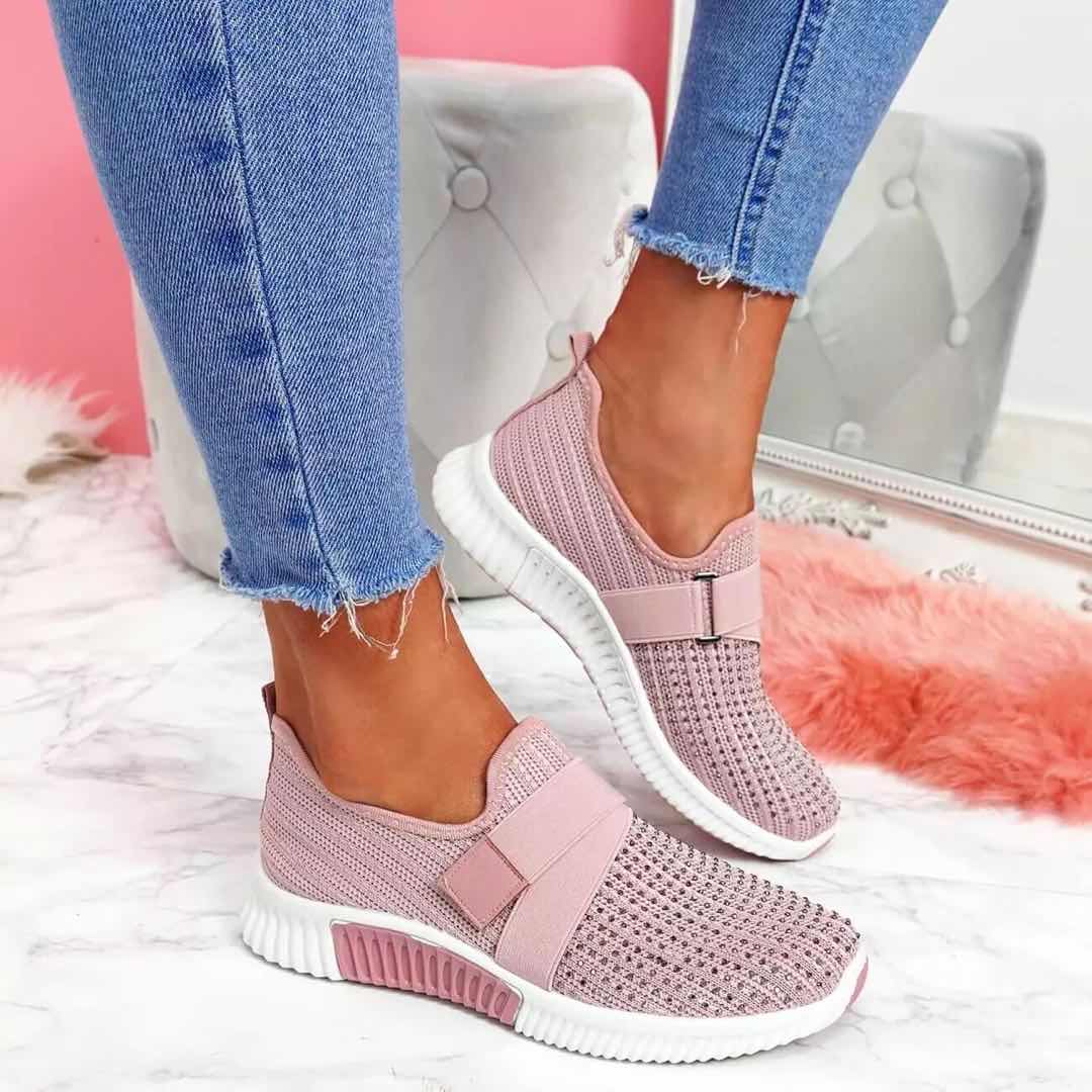 Women's Orthopedic Walking Sneakers - Slip-on Casual Shoes With Orthopedic Sole