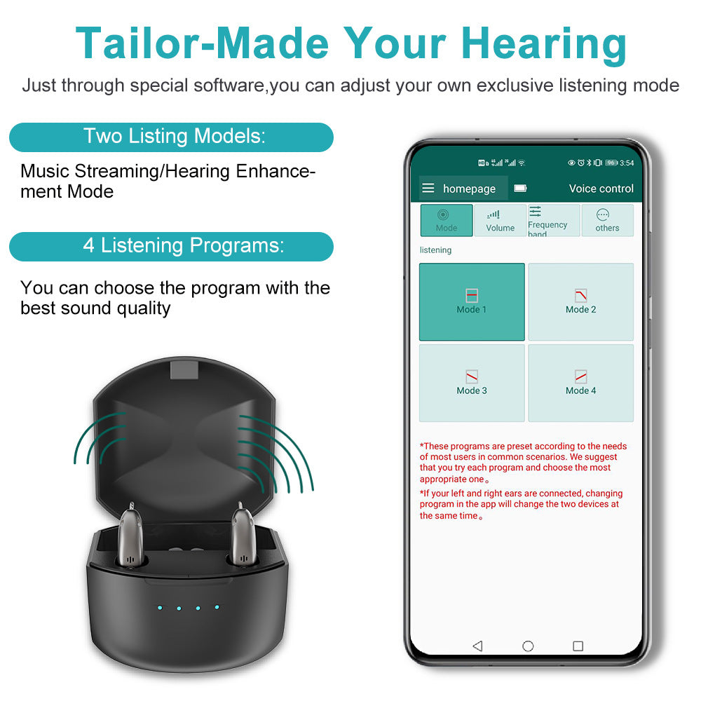 Rechargeable Behind Ear Hearing Aids, Bluetooth with App Control