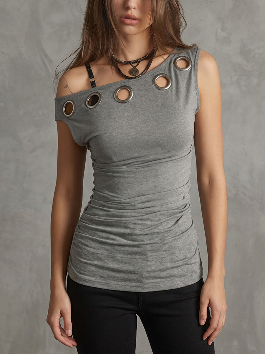 Women's Casual Off-Shoulder Pleated Cotton Top